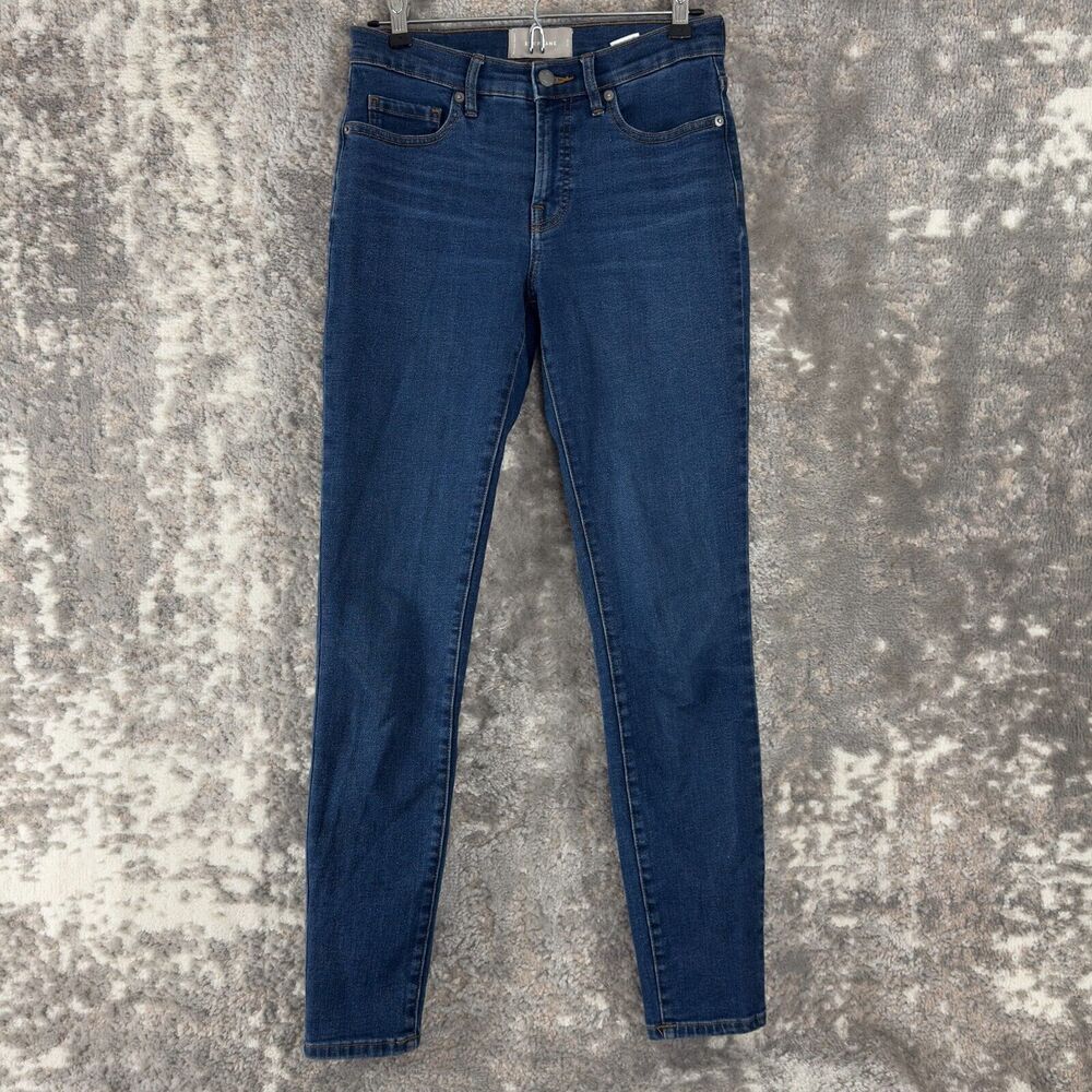 Everlane Womens Size Tall 26 Mid Rise Denim Jeans Blue Button Zip Pants